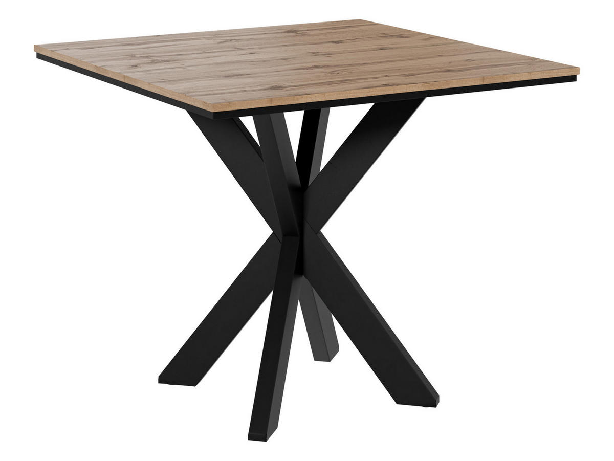 ESSTISCH Paro - Eiche Wotan/Schwarz, Holzwerkstoff/Metall (90/90/74cm) - MIRJAN24