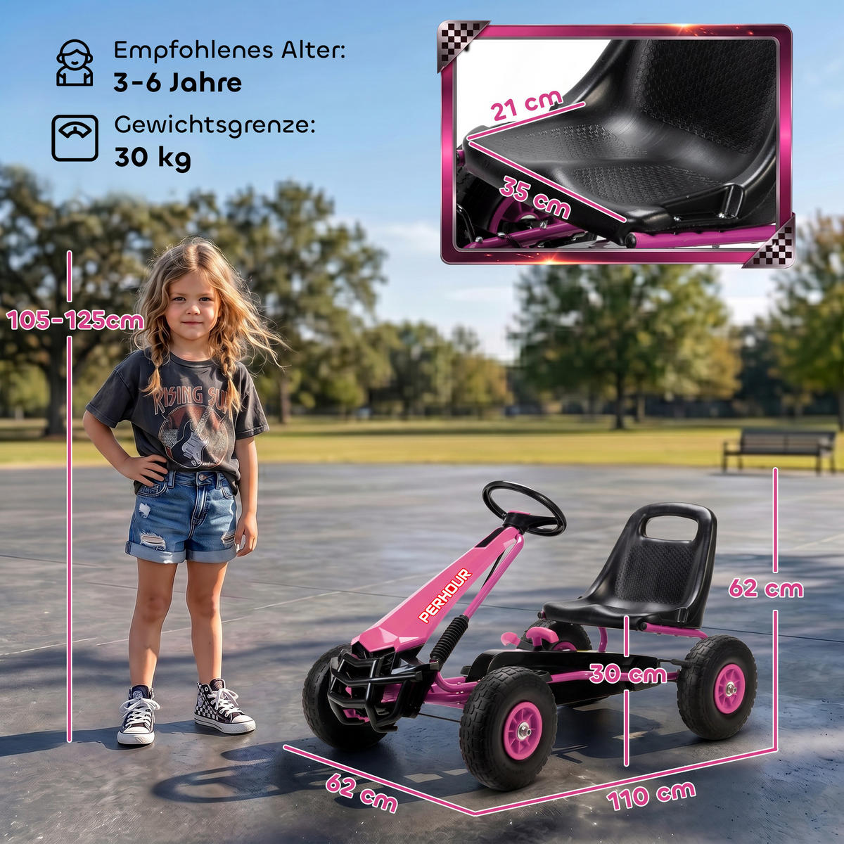 FAHRZEUGE zum Draufsitzen Rosa 110.0/61.0/62.0cm - Rosa, Kunststoff (110/61/62cm)
