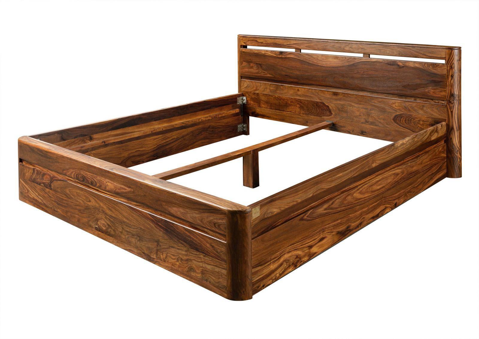 BETT Massivholz Akazie / Sheesham 200 x 200 x 90 walnussbraun TORONTO #258 - Walnussfarben, Holz (200/200cm) - Massivmoebel24
