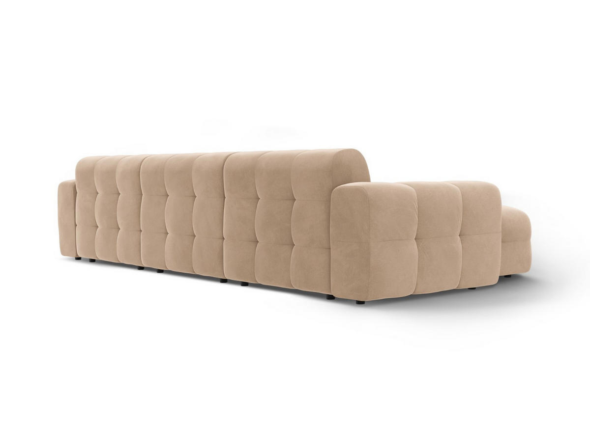 ECKSOFA links Kendal aus Samt mandelbeige 5 Sitzplätze - Beige, Textil (173/357cm) - Micadoni
