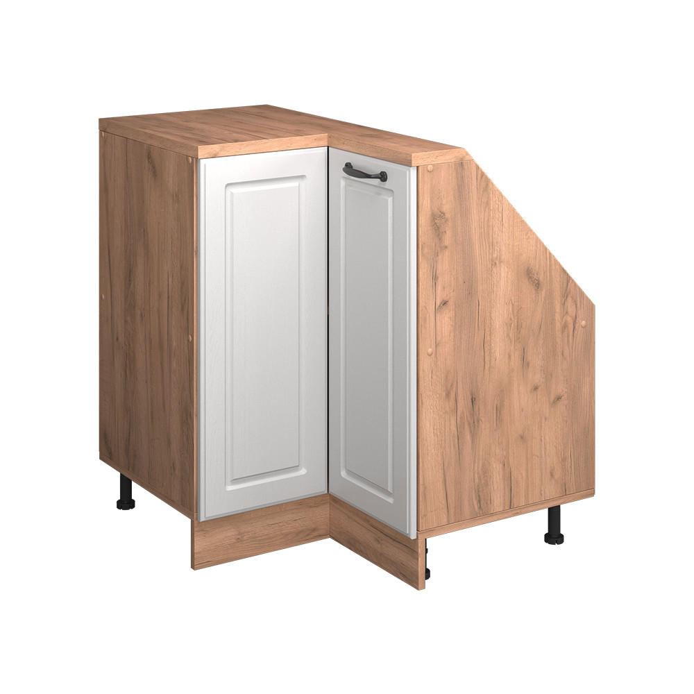 DACHSCHRÄGENSCHRANK ECKSCHRANK Rion Weiß Landhaus/Goldkraft Eiche 75.6 x 81.6 cm mit 1 Tür - Honigeiche/Weiß, Holzwerkstoff (75.6/81.6/75.6cm) - Vicco
