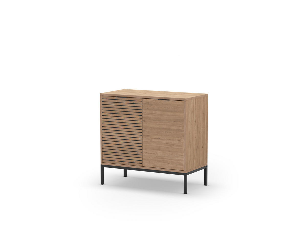 KLEINES Buffet mit 2 Türen und Metallfüßen Ariel - L80 cm - Braun, Holz (40/80/80cm) - Calicosy