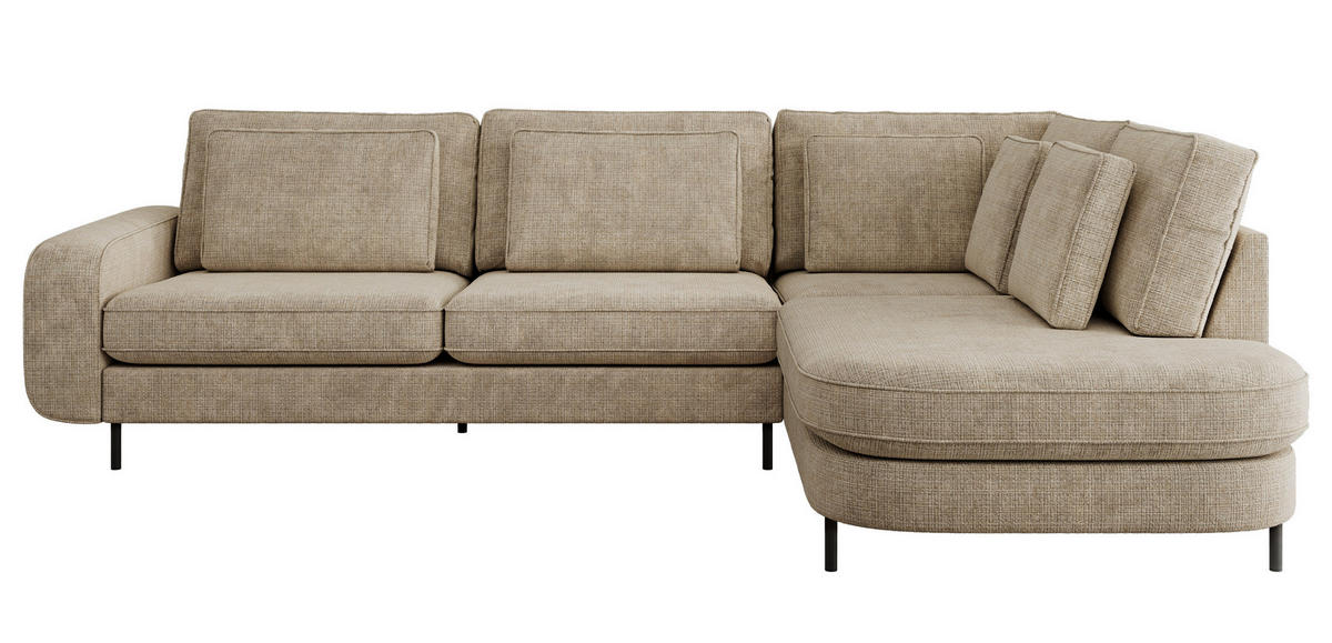 ROHOVÁ SEDAČKA CALENO L - Béžová hladký senil - Levá Strana - černá/béžová, kov/textil (317/225cm) - MKS