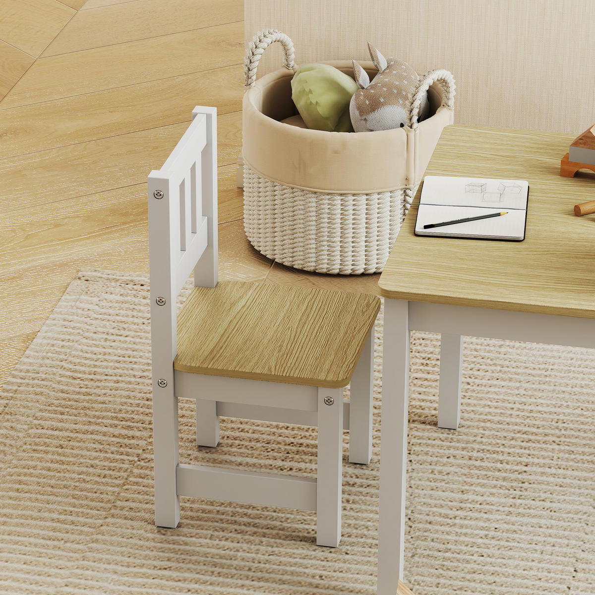 KINDERSITZGRUPPE DE-17545 2 Stühle zum Zeichnen & Lernen Naturholz - Naturfarben, Holzwerkstoff (52/48/56cm) - ComfortXL