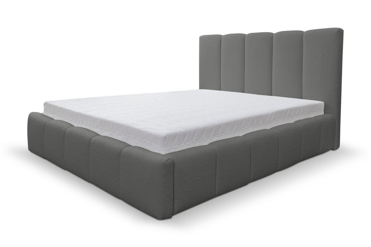 POLSTERBETT MARCO mit Bettkasten Boucle (Grau, 160 x 200 cm) - Grau, Holzwerkstoff (160/200cm) - VENASI MÖBEL