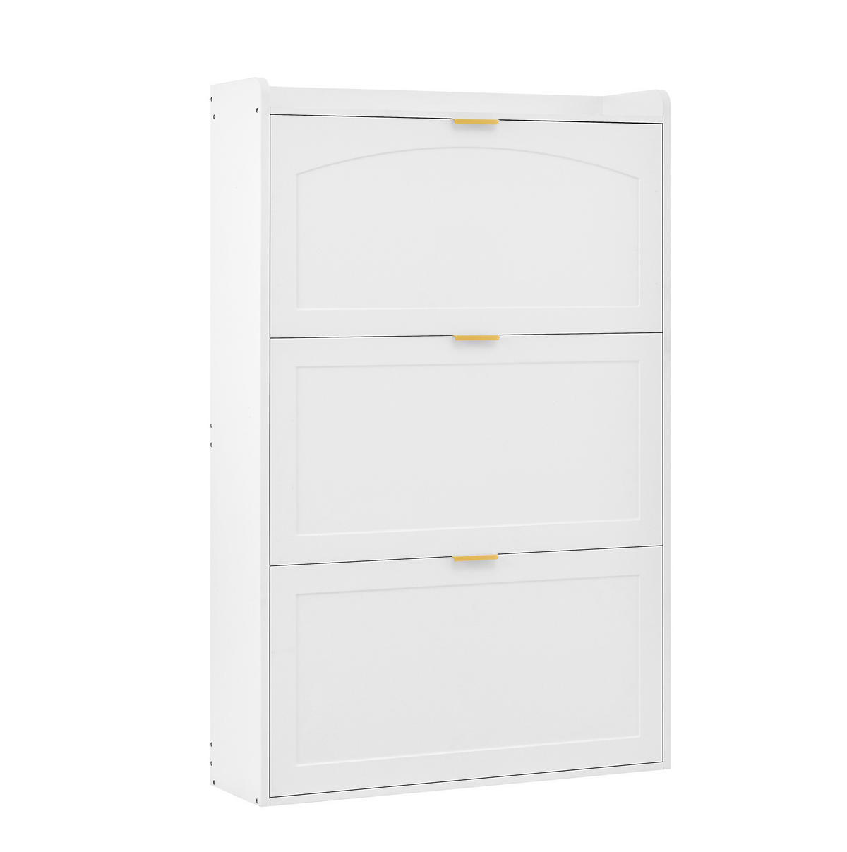 SCHUHSCHRANK aus Spanplatte 76x23x118cm in Weiß mit 3 Klappen - Weiß, Holzwerkstoff (76/118/23cm) - Modfu