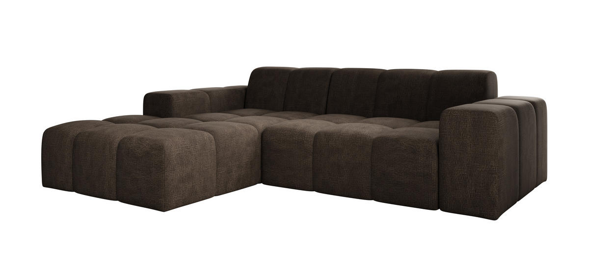ECKSOFA Fogo ohne Schlaffuktion, L-Form, Sofa Links, Veloursstoff, 245x68x180 cm, Braun - Braun, Holz (180/245cm) - PROMETO Möbel