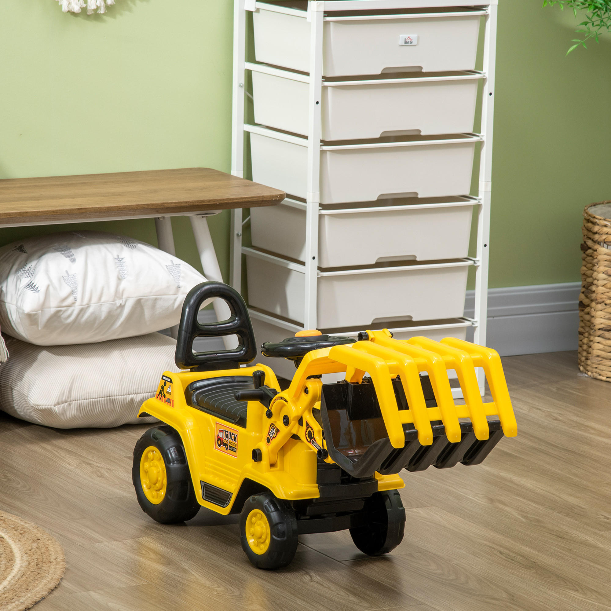 KINDER RUTSCHAUTO, Gelb+Schwarz, Kunststoff+ ABS - Gelb, Kunststoff (83/27/39cm) - HOMCOM