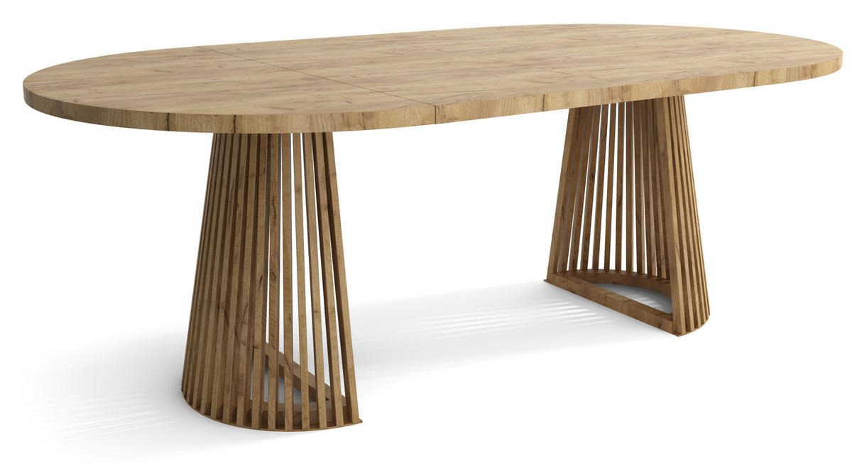 TISCH Gold DUSTO Ausziehbar Mit Lamellen 100/200 cm - Gelb/Braun, Holzwerkstoff (200/100/77cm) - Sepro Meble