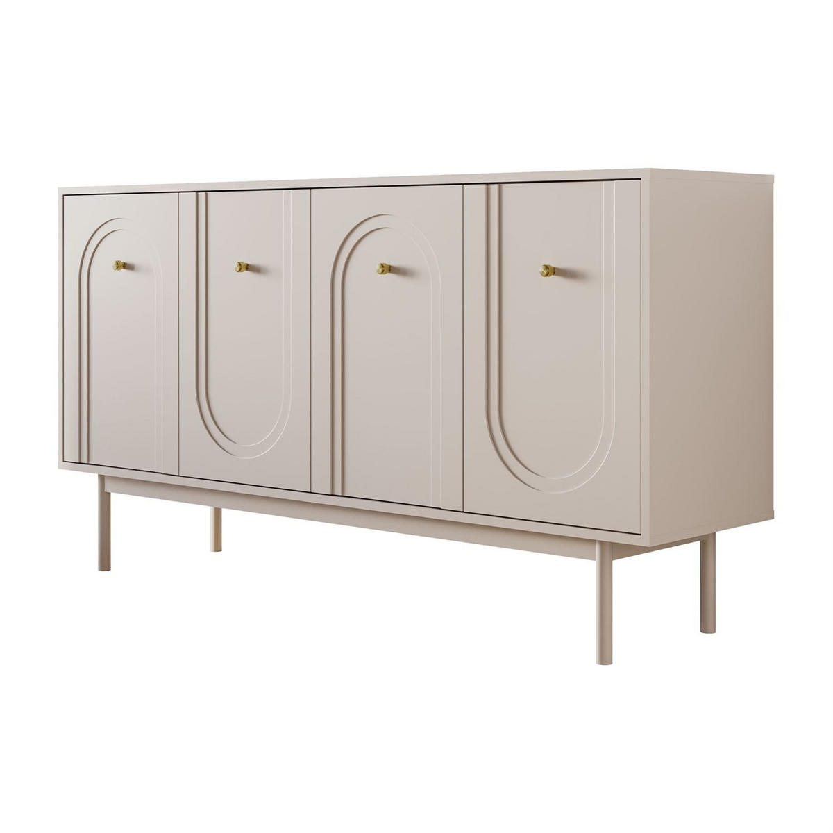 SIDEBOARD LIBERTY 4D auf Holzbeinen kaschmirfarben - Kaschmir, Holzwerkstoff (154/82/39cm) - Lookway