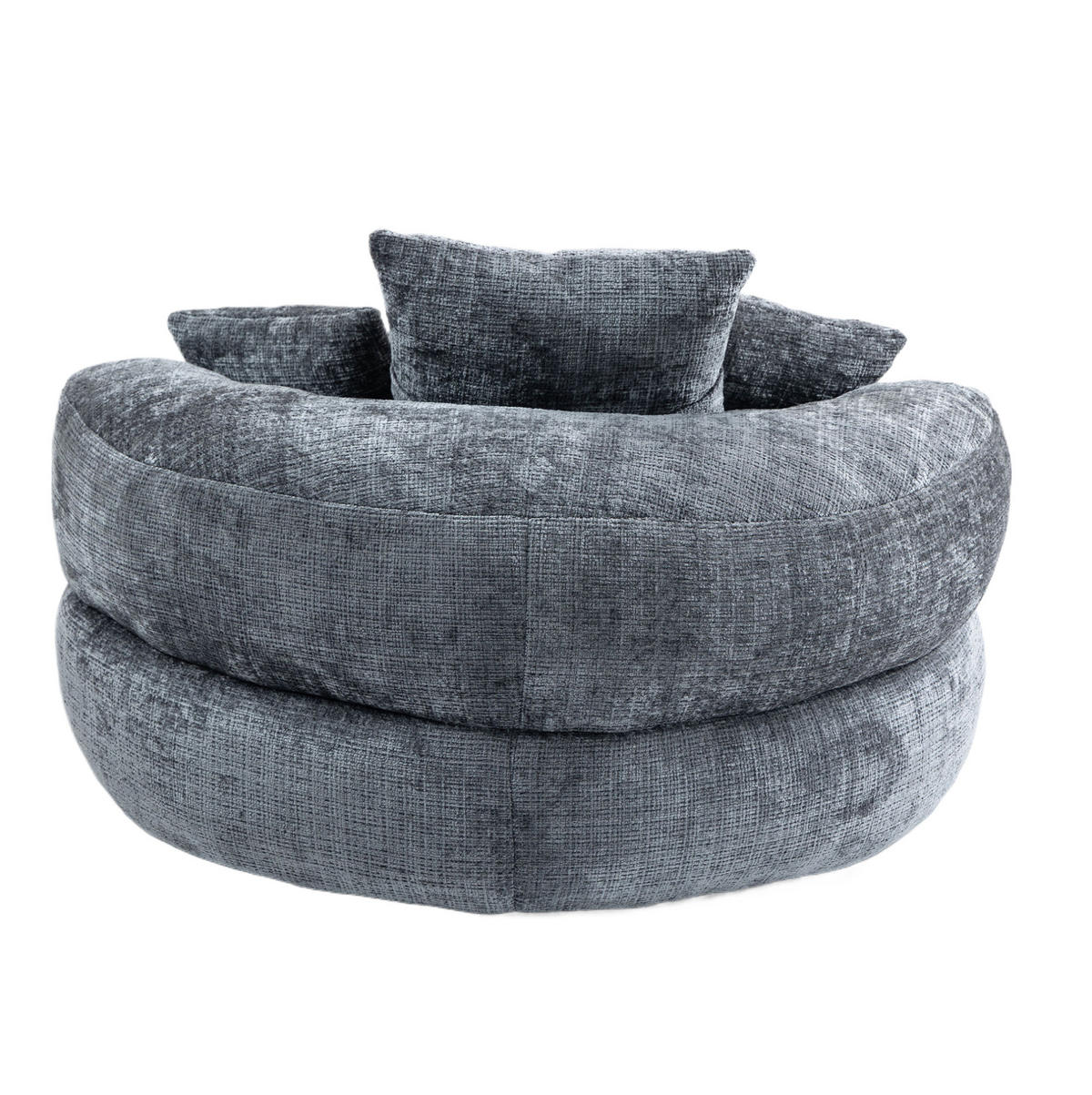 SITZSACK-SESSEL 108/108/52 cm mit hoher Rückenlehne und Armlehnen aus Chenille, weich und geräumig, Grau - Grau, Textil (108/52/108cm) - Redom