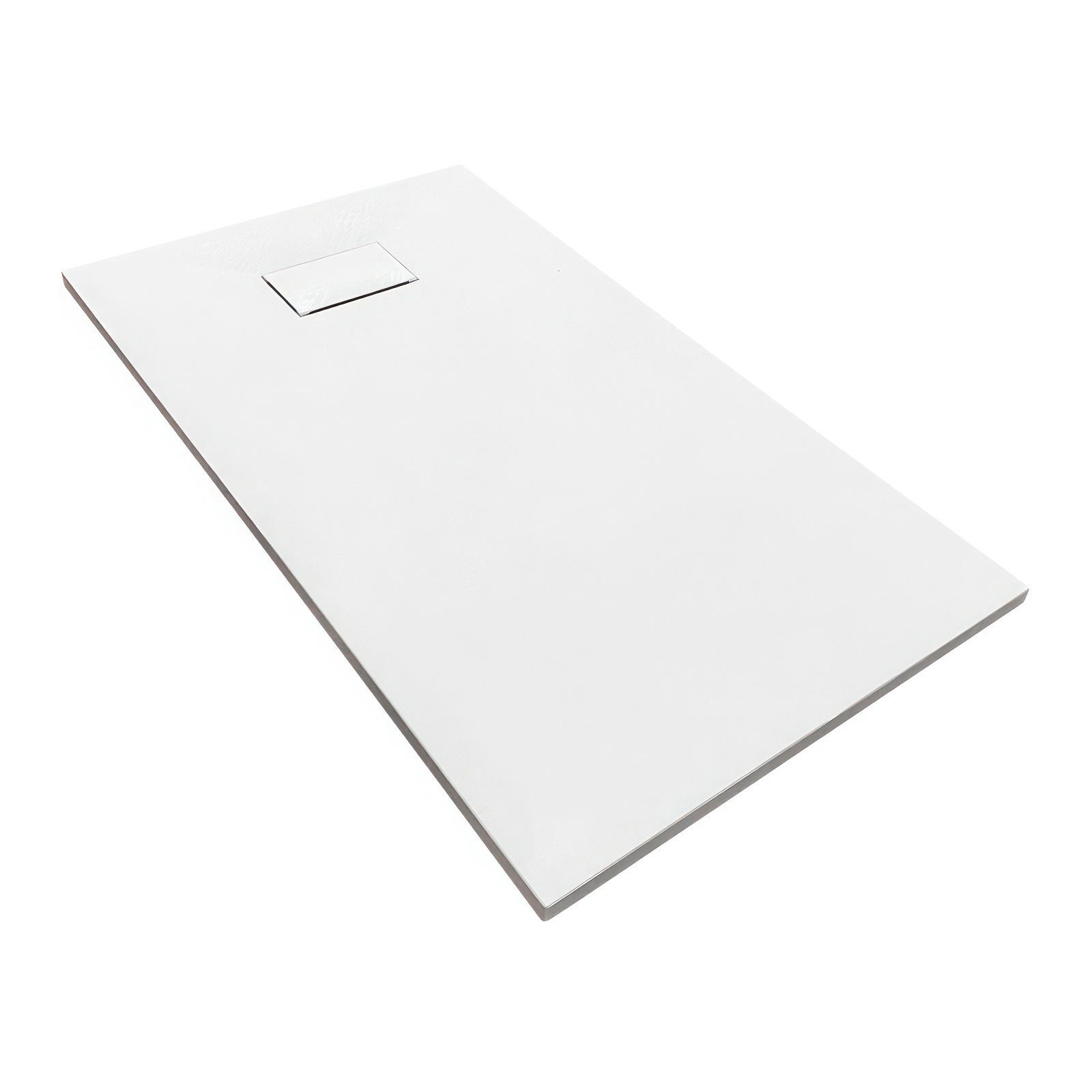 DUSCHWANNE vidar rechteckig Steinoptik, 2-tlg. Set mit Ablaufgarnitur, 100/80/3,2 cm - Weiß, Kunststoff (80/3.2/100cm) - bad land