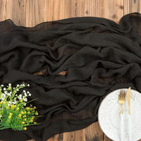 TISCHLÄUFER Musselin Schwarz 400 x 80 cm - Schwarz, Textil (400/80/1.5cm)