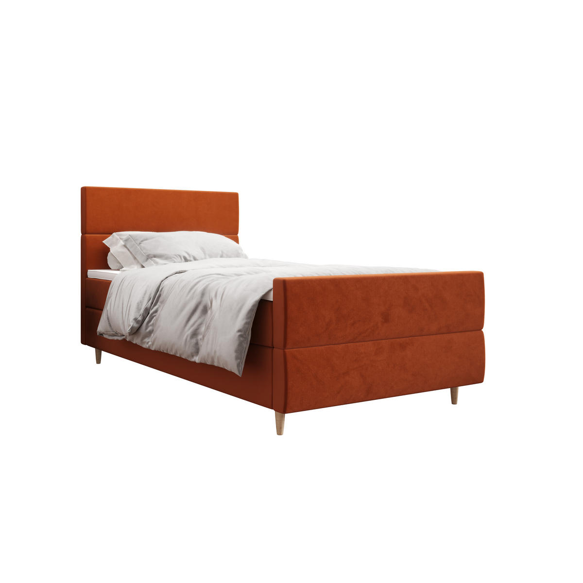 BOXBETT FLO PLUS 90x200 Itaka 01, mit Matratze H3 und Topper, Braun - Braun, Holz/Textil (90/200cm) - Bedante
