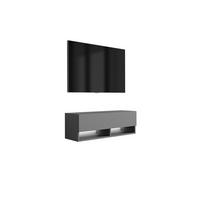 TV-LOWBOARD 100 cm Anthrazit, LED weiß, 100 × 32 × 34 cm - Grau, Holzwerkstoff (100/33.6/32cm) - 3XE LIVING