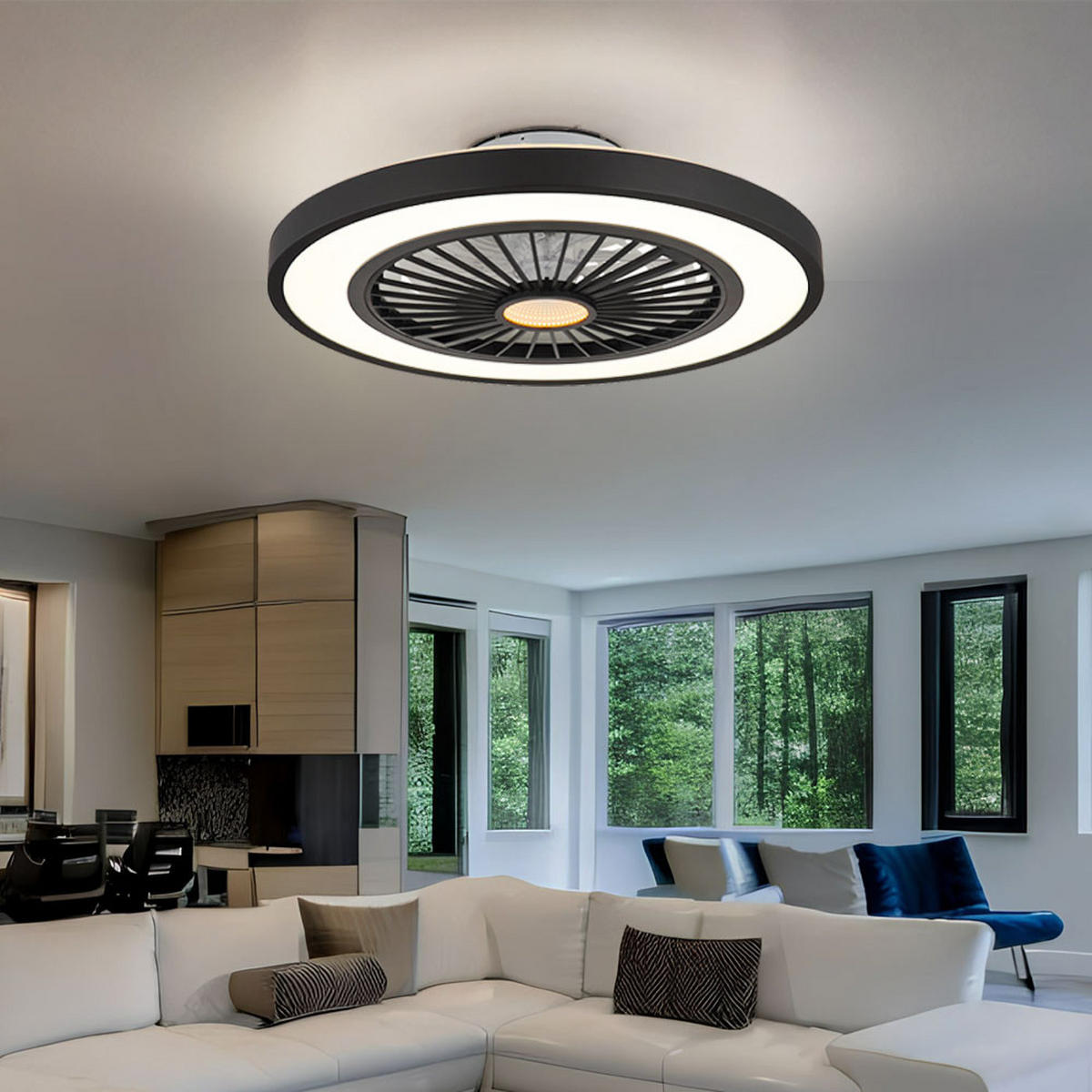 LED DECKENLEUCHTE Metall Schwarz - Schwarz, Metall (54/54/15.9cm) - Globo Lighting