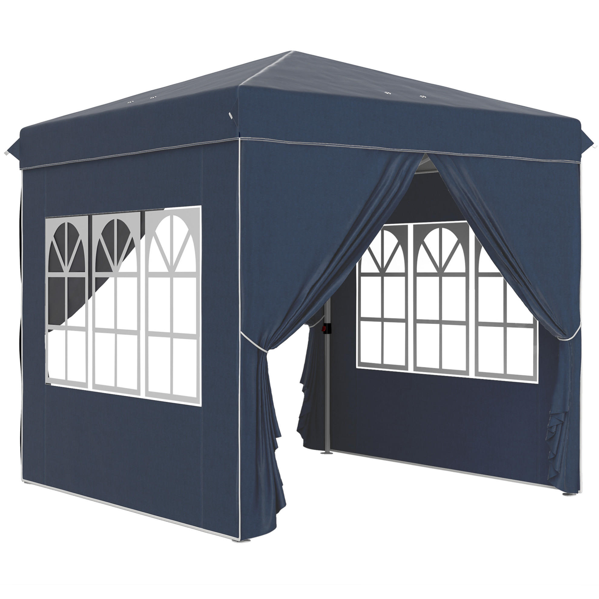 FALTPAVILLON 248/248/270 cm mit Pop-up-Mechanismus, 3-fach höhenverstellbar und 4 Seitenteilen, Blau - Blau, Textil (248/270/248cm) - Redom