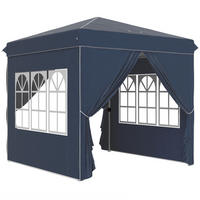 FALTPAVILLON 248/248/270 cm mit Pop-up-Mechanismus, 3-fach höhenverstellbar und 4 Seitenteilen, Blau - Blau, Textil (248/270/248cm) - Redom