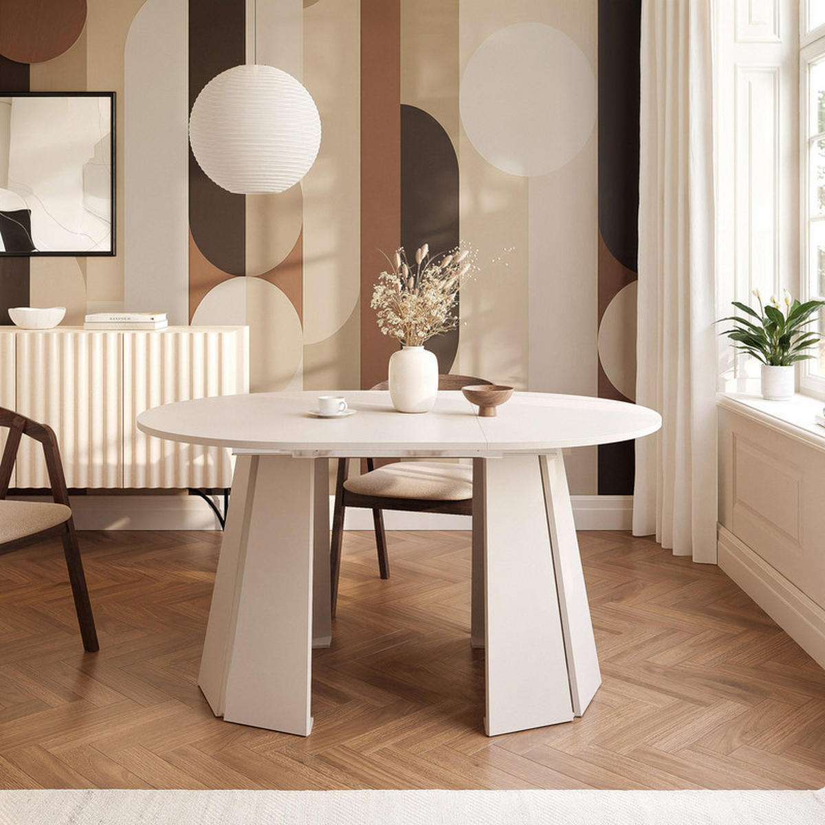 AUSZIEHBARER Tisch VERDA 100–140 cm, Farbe Kaschmir - Kaschmir, Holzwerkstoff (100/100/76cm) - Idohome