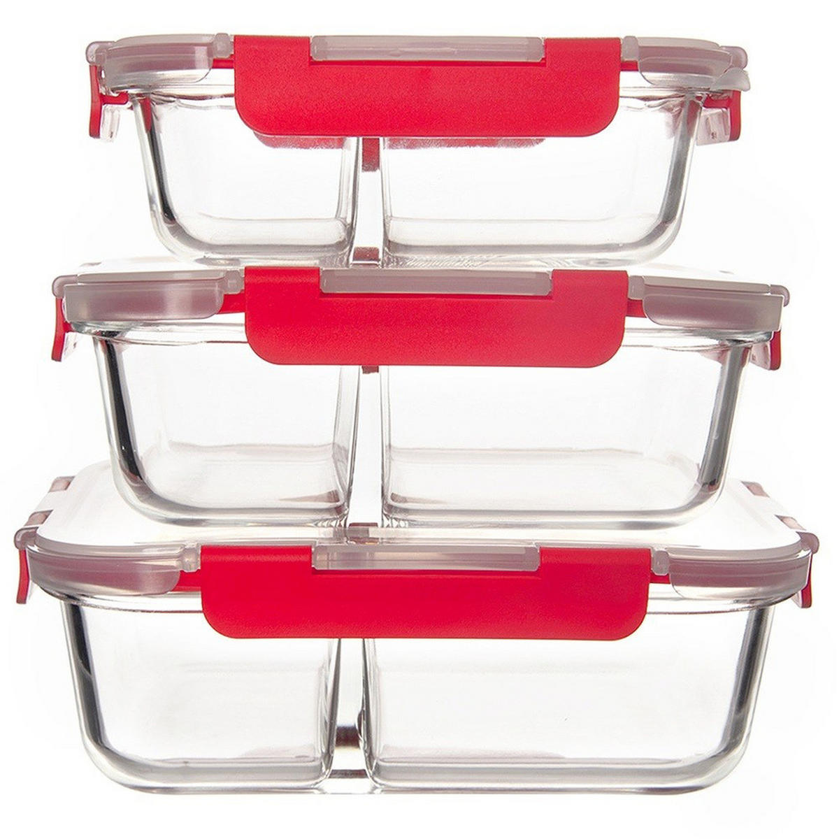LUNCHBOX unterteilt 550 ml Transparent - Transparent, Glas (13.5/6/18.5cm) - Orion 