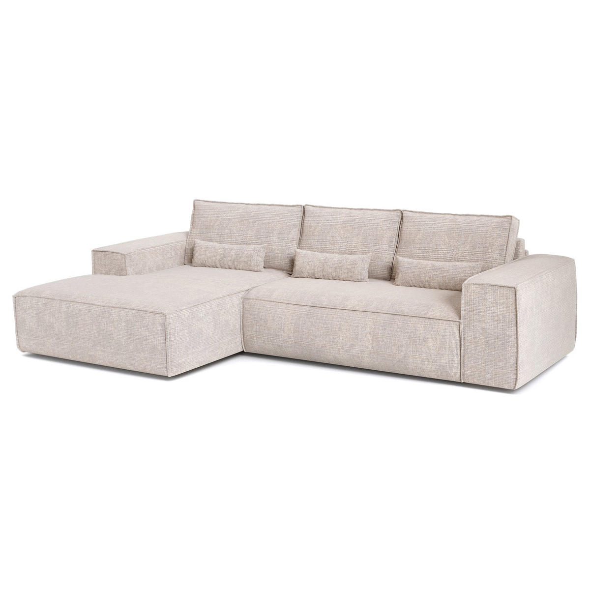 SCHLAFSOFA Express JUNE Geprägter Samt Creme 320cm - Creme, Textil (320/165cm) - Premium Interiors