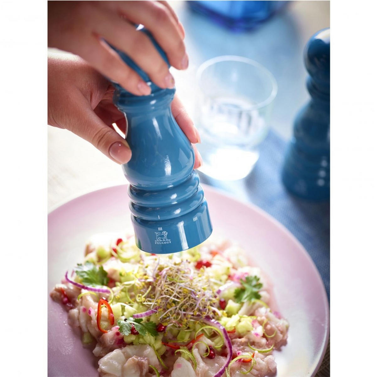 PFEFFERMÜHLE Paris uSelect 18cm Buchenholz Pazifikblau Stahlmahlwerk - Blau, Holz (5.9/18/5.9cm) - PEUGEOT