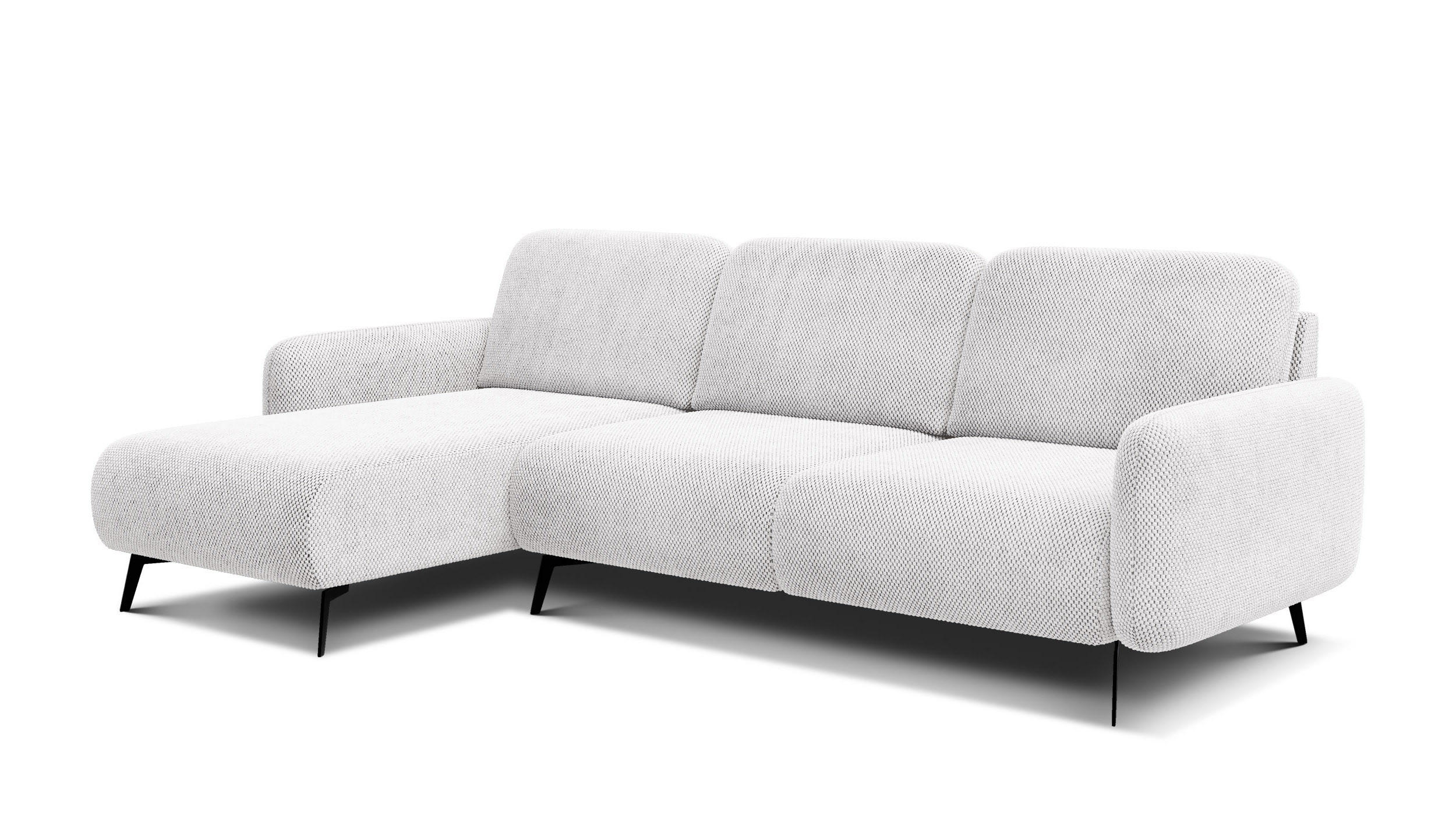 ECKSOFA FEBE 4-Sitzer links, creme - Creme/Schwarz, Holz/Textil (264/157cm) - Courtois Laville