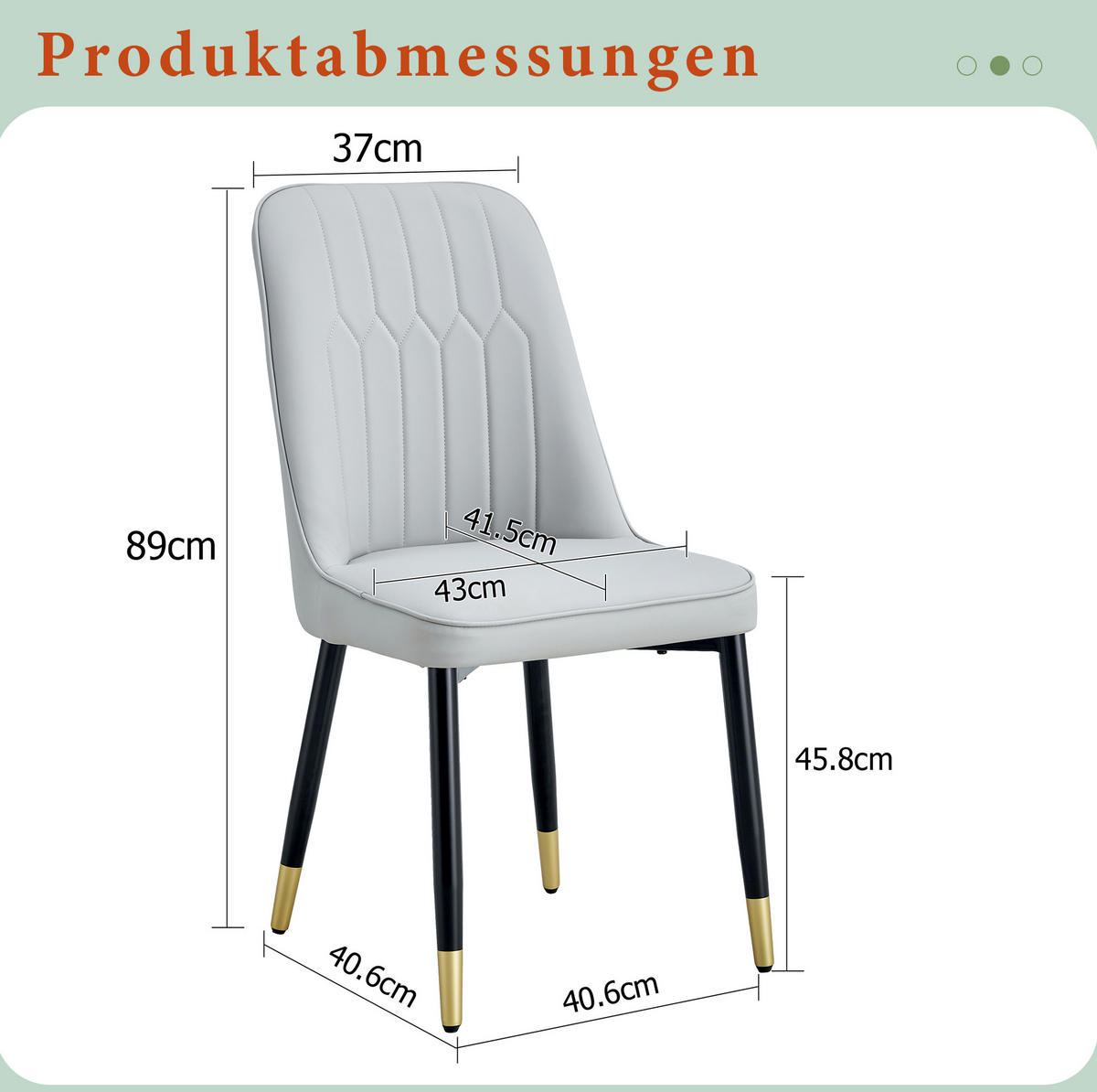 STUHL 2er-Set Esszimmerstuhl aus PU-Leder Hellgrau mit schwarzen Metallbeinen - Hellgrau, Metall (41.5/89/43cm) - Meubliv