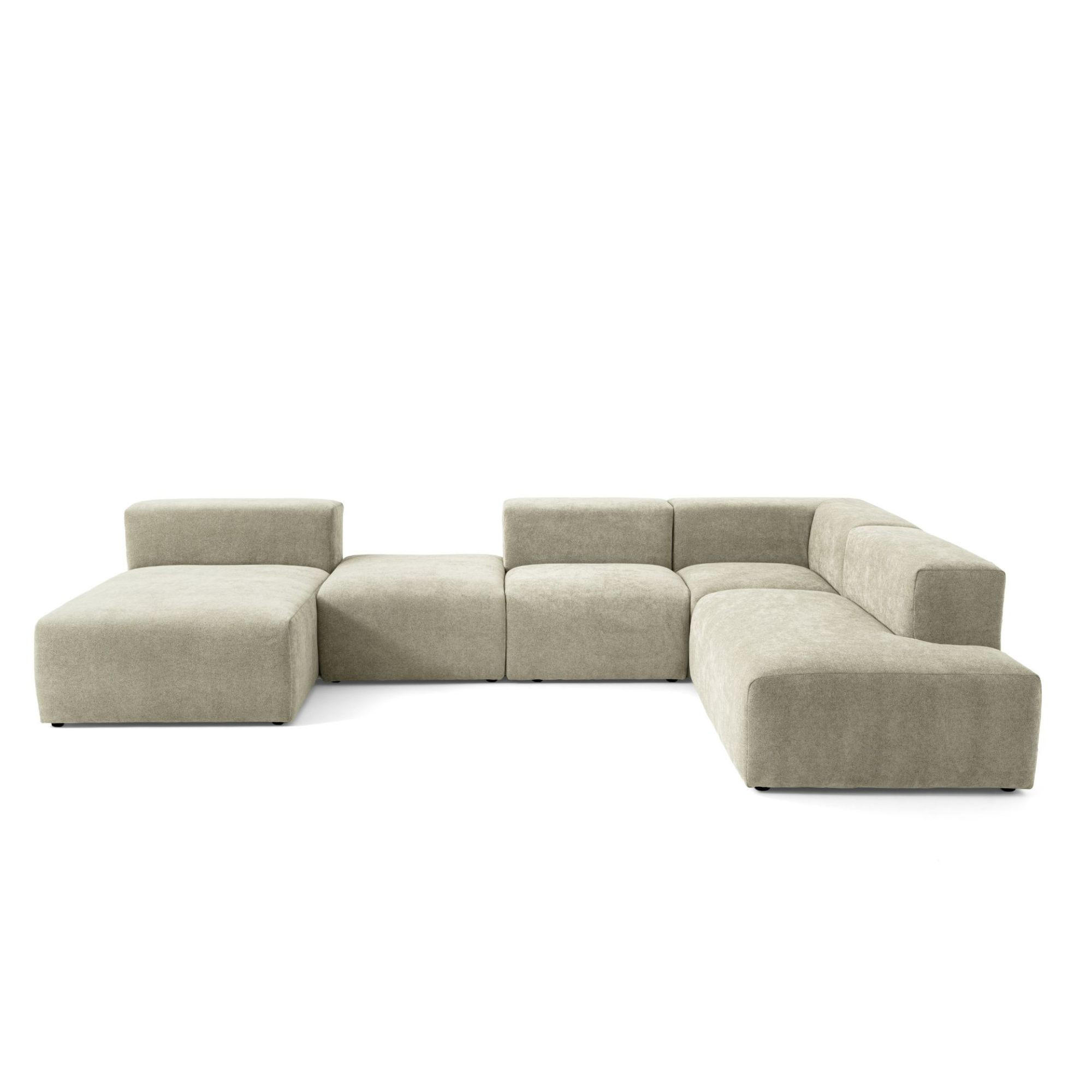 5-SITZER modulares Wohnlandschaft U XXL HEAVEN SET 6 Rechts, Breite 375 cm Webstoff Olivgrün - Schwarz/Olivgrün, Holz/Kunststoff (245/73/375cm) - Muffo