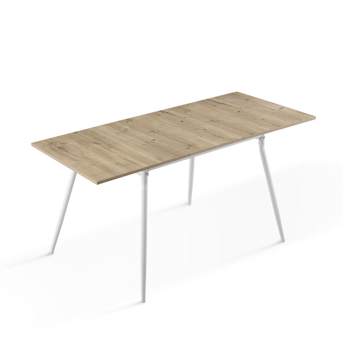 ESSTISCH LIO 120-160/80/76 cm - Weiß/Eiche San Remo, Holzwerkstoff/Metall (120/80/76cm) - B&D Home