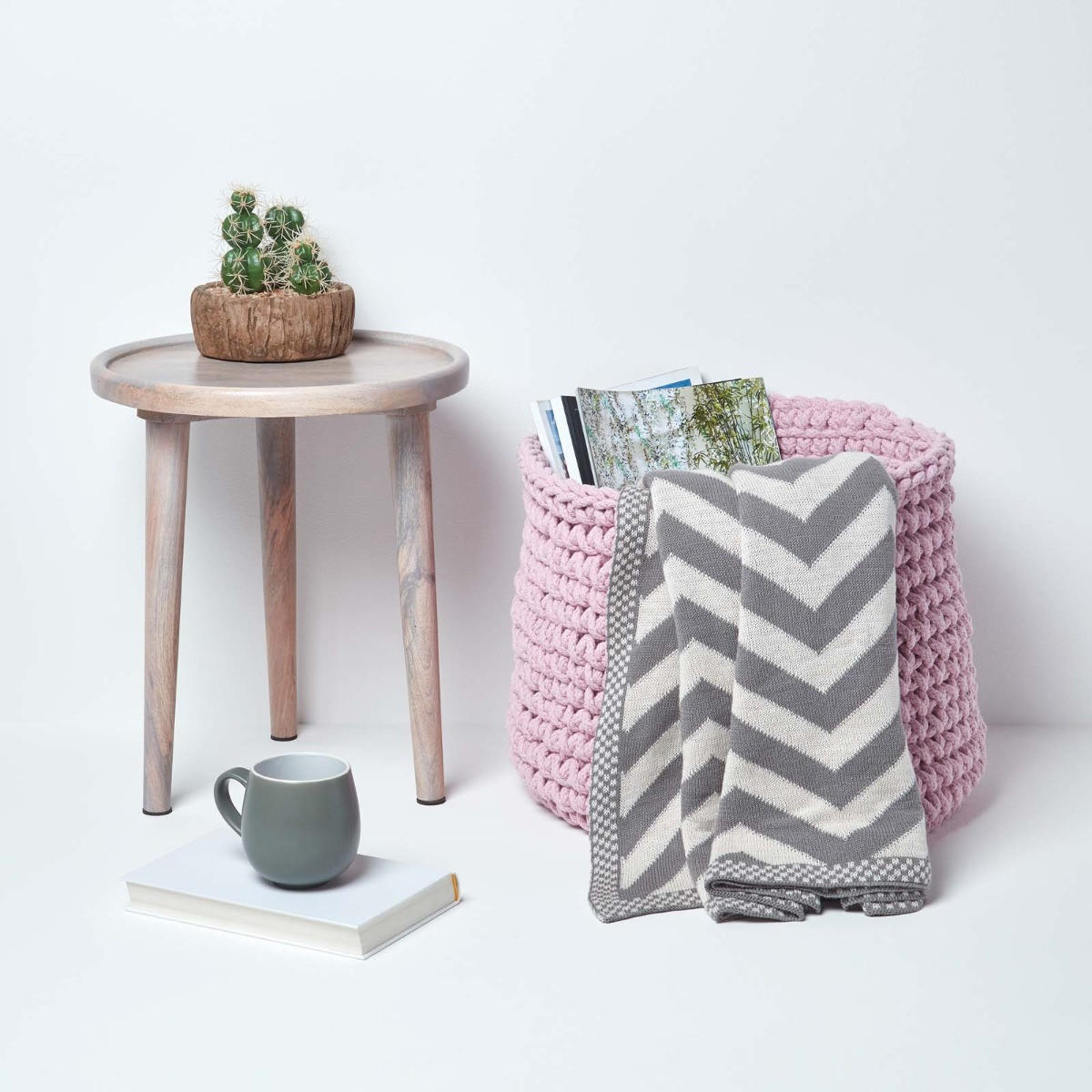 AUFBEWAHRUNGSKORB Baumwolle 42/37 cm - Rosa, Textil (42/42/37cm) - Homescapes