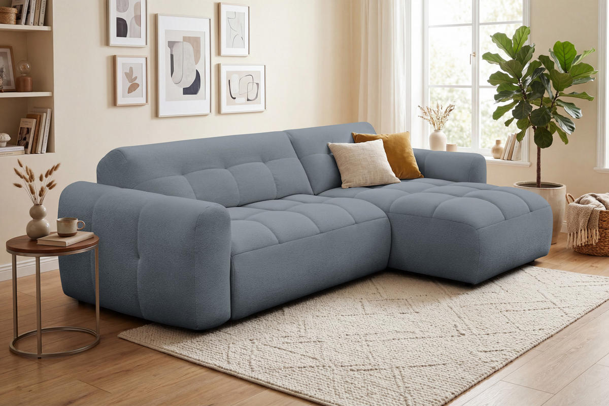 ECKSOFA LUMERO 4-Sitzer RECHTS, graphitfarben - Schwarz/Graphitfarben, Holz/Textil (275/166cm) - Courtois Laville