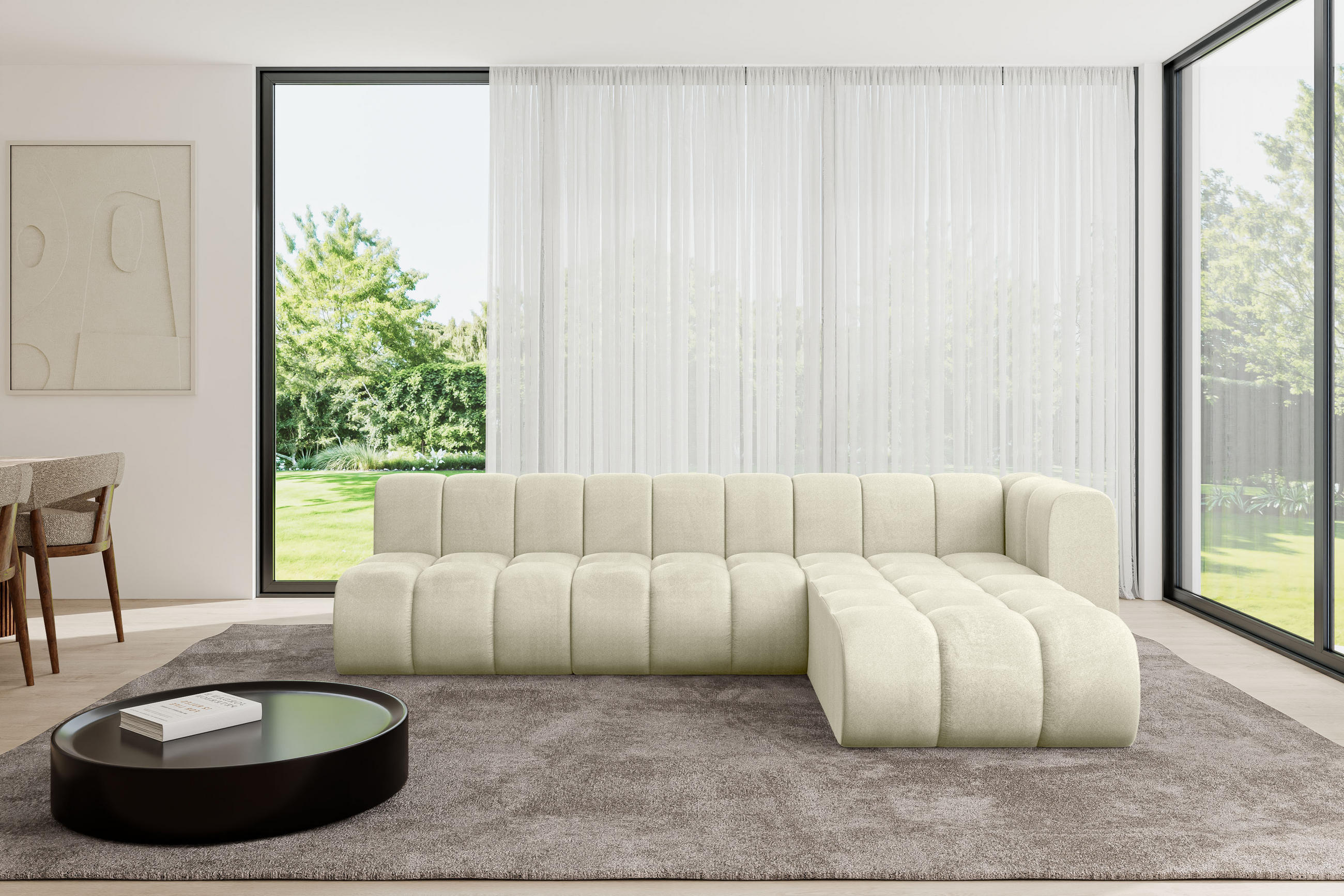ECKSOFA modulares Sofa Darnel-L2 - 296x177x70 cm Beige - Beige, Holzwerkstoff/Textil (296/177cm) - ALTDECOR
