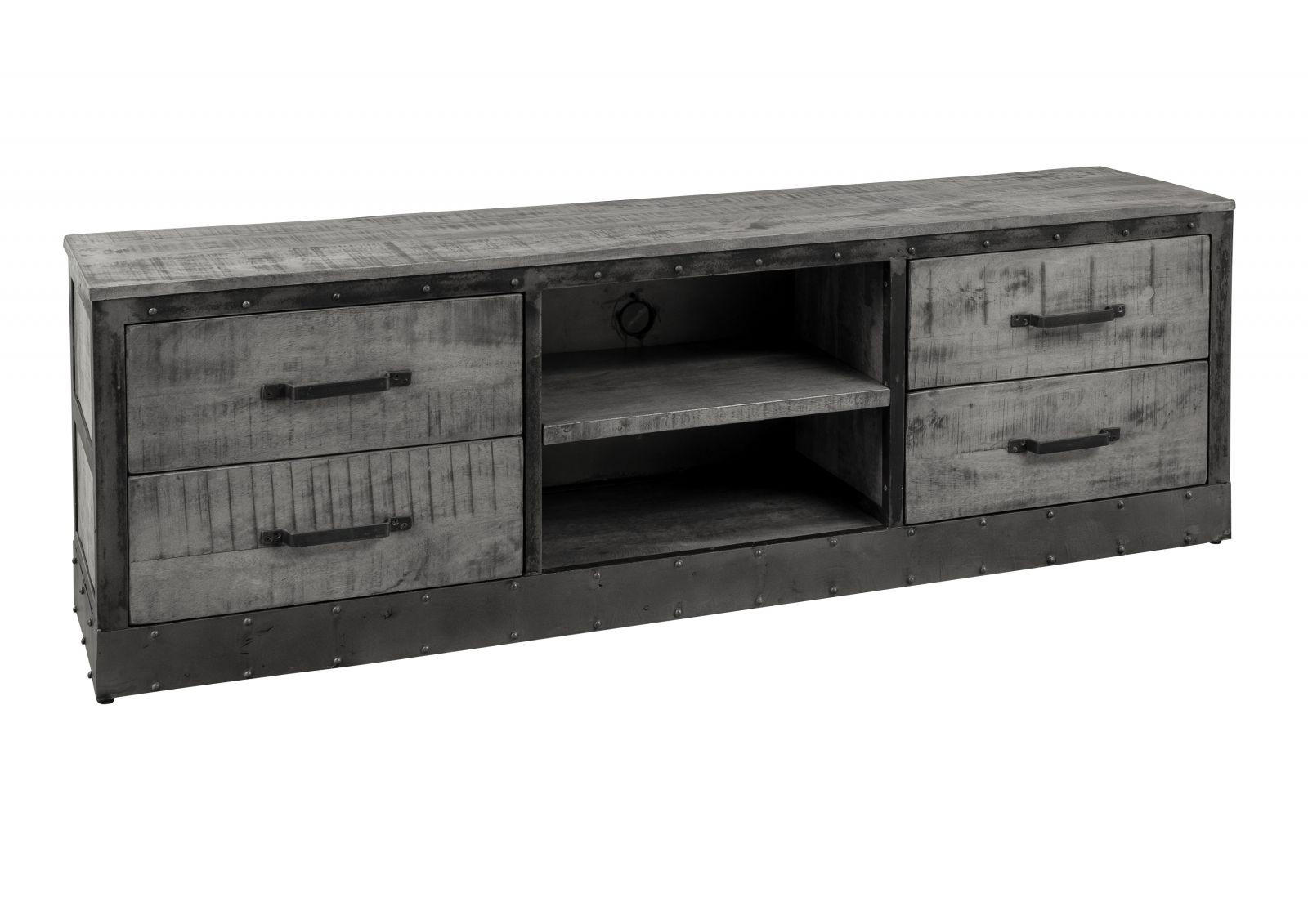 TV-BOARD Mango 180x40x60 grau lackiert HEAVY INDUSTRY #139 - Grau, Holz (180/60/40cm) - Massivmoebel24