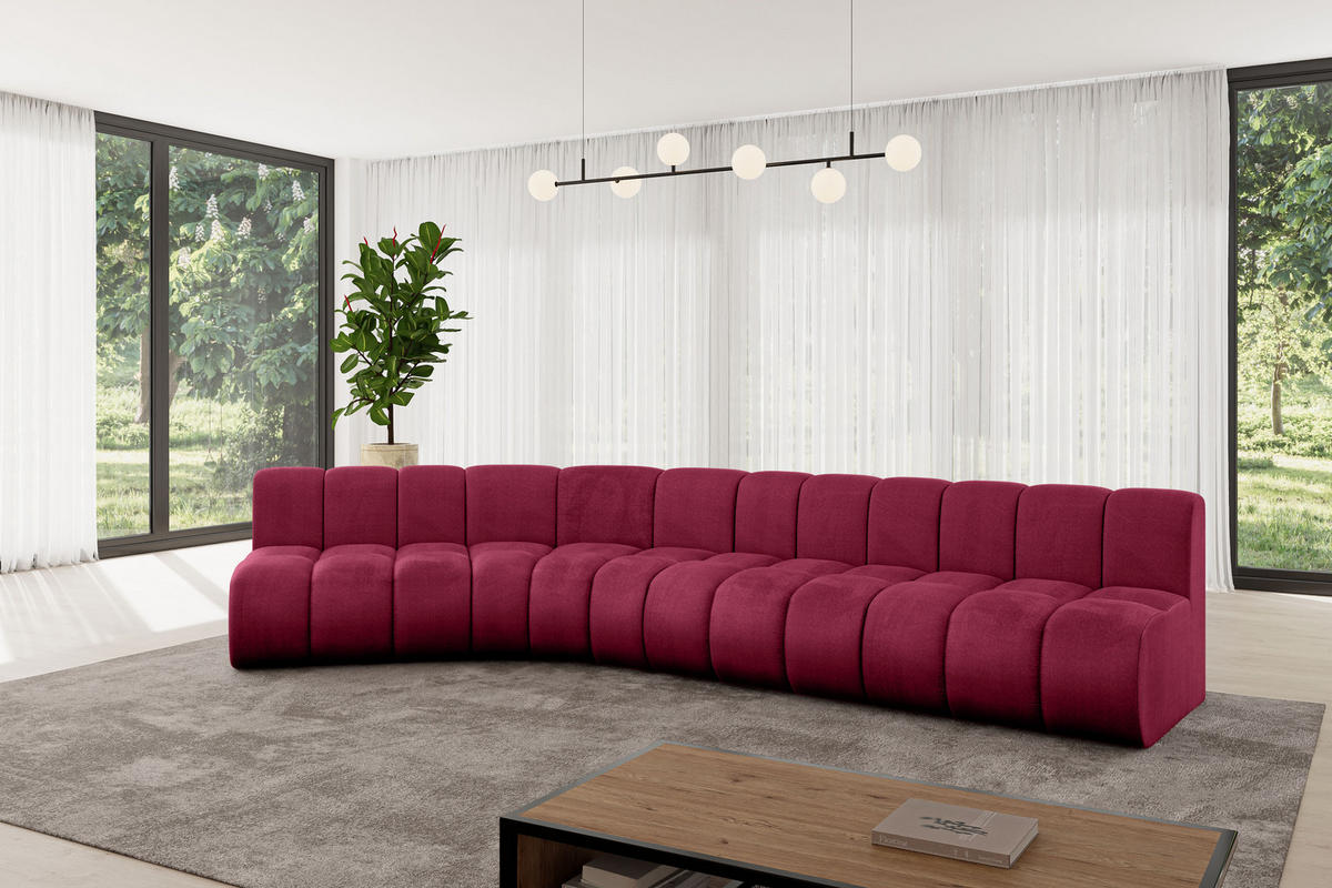 ECKSOFA modulares Sofa Montra-L2 - 381x174x70 cm Bordeauxrot - Bordeaux, Holzwerkstoff/Textil (381/174cm) - ALTDECOR