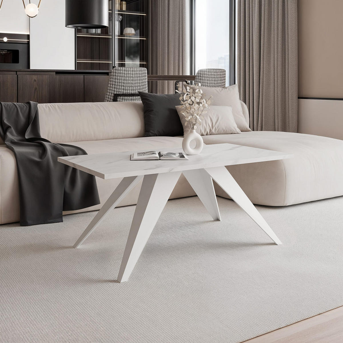 COUCHTISCH AIRA 120/60/48 cm Rechteckig, Weiß/Bianco - Weiß, Metall (60/120/48cm) - Idohome