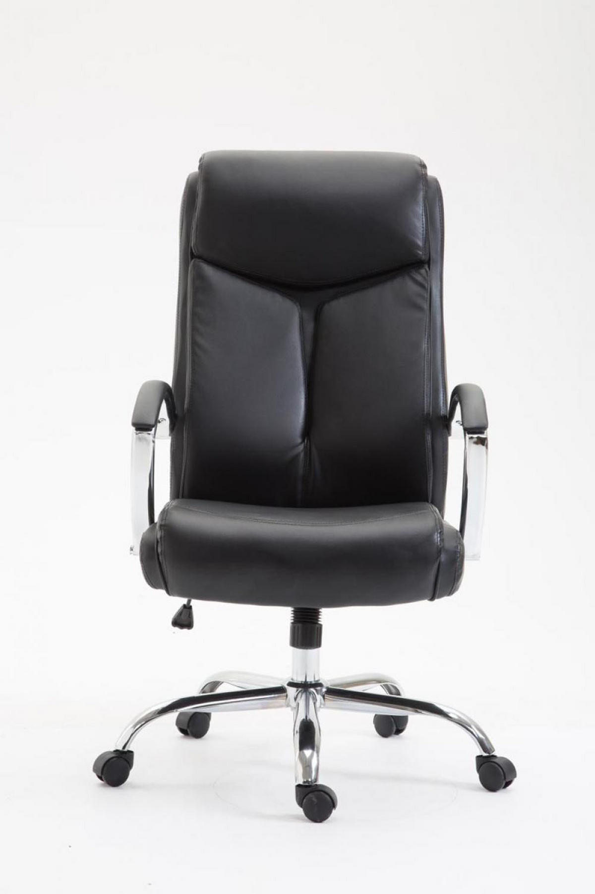 CHEFSESSEL Lederlook schwarz - Chromfarben/Schwarz, Textil/Metall (65/115/73cm) - CLP