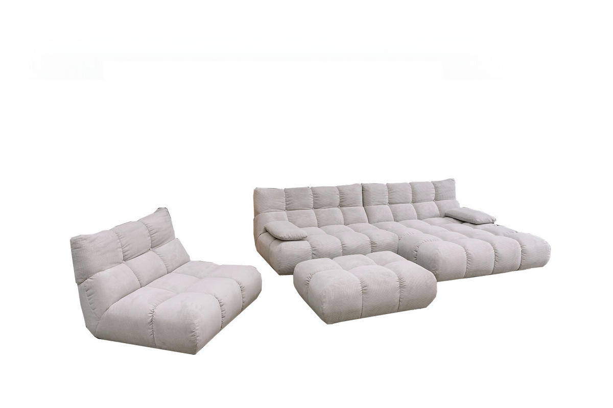 SITZGRUPPE VIVIEN 3ER SET Silber Cord - Silberfarben, Kunststoff/Textil (510/85/359cm) - KAWOLA