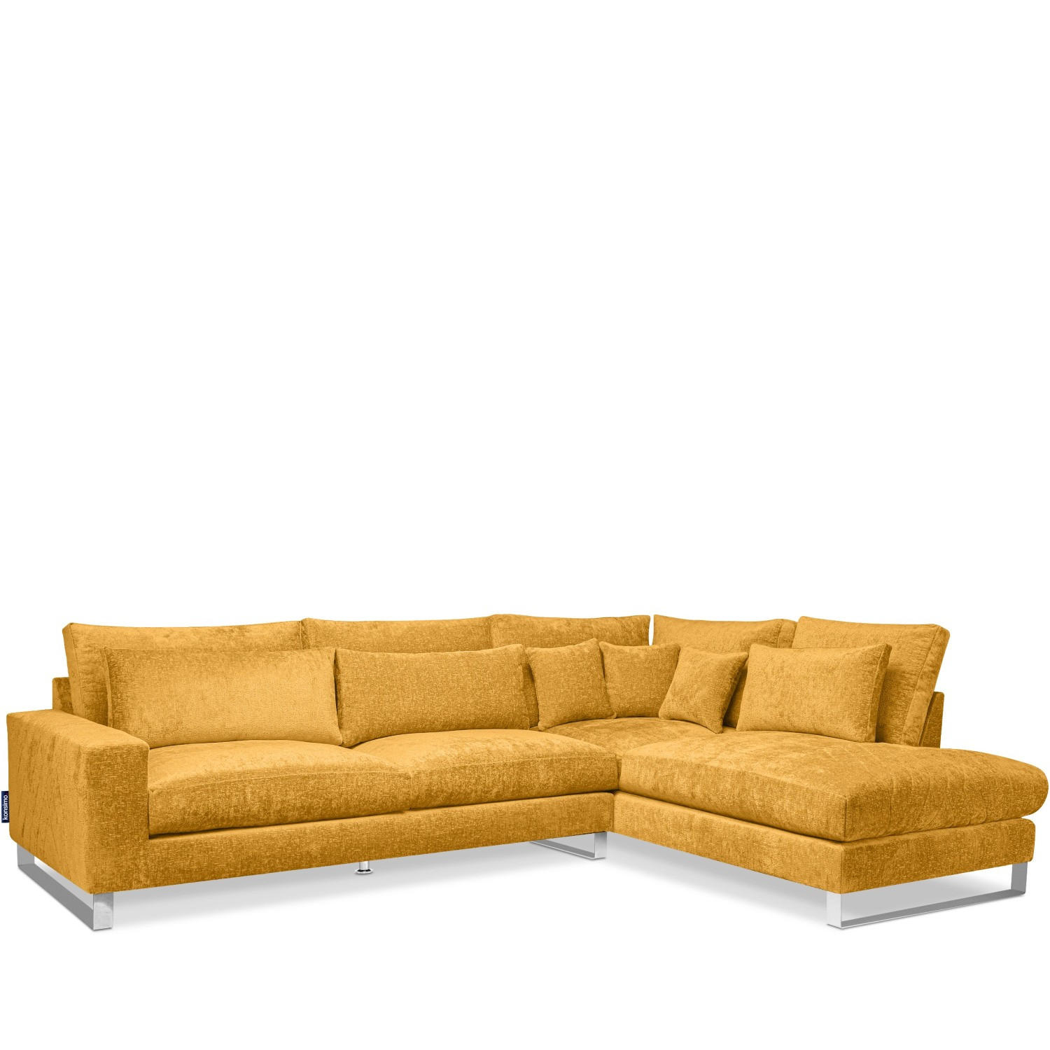 ECKSOFA RECHTS BRENTIS Chenille-Stoff, Gelb - Gelb, Textil (314/224cm) - KONSIMO®