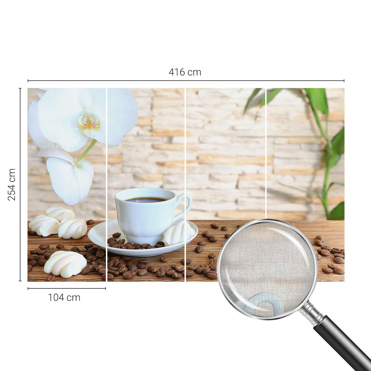 FOTOTAPETE 416x254 cm - Florale Entspannung - Weiß, Textil (416/254cm) - Wallfluent