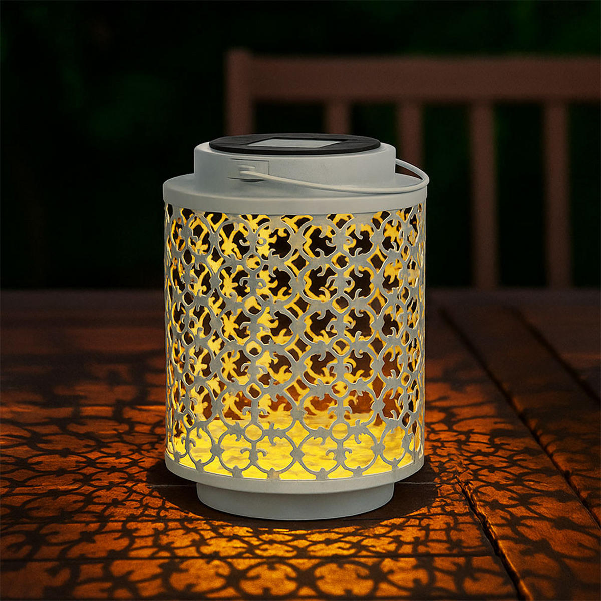 LED AUSSENLEUCHTE Metall Weiß Orientalisch - Weiß, Metall (13/13/18cm)