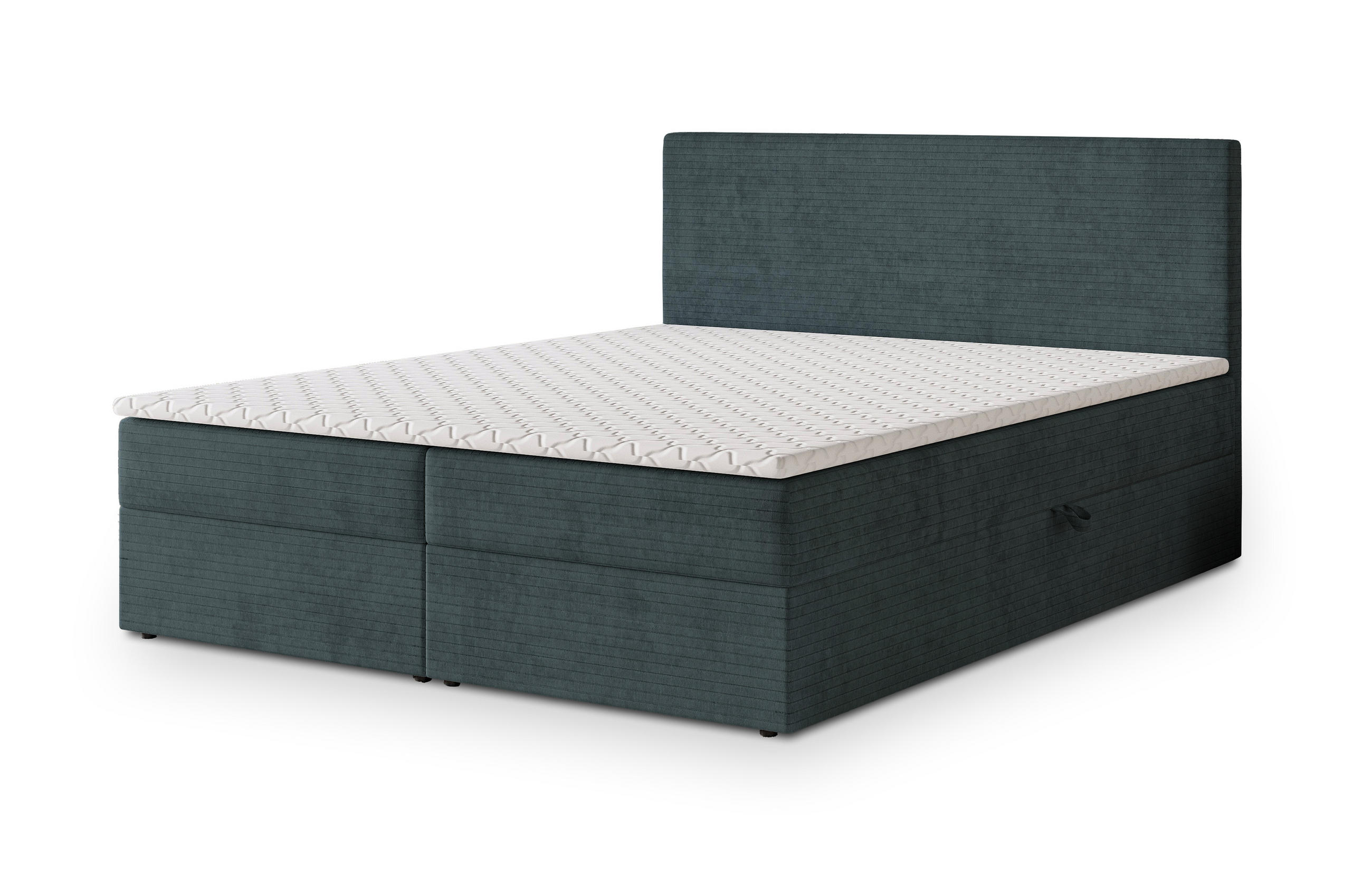 BOXBETT NIRA 160x200 cm mit Matratze und Topper - Blau - Blau, Holz (160/200cm) - MASSENO