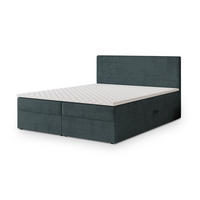 BOXBETT NIRA 140x200 cm mit Matratze und Topper - Blau - Blau, Holz (140/200cm) - MASSENO