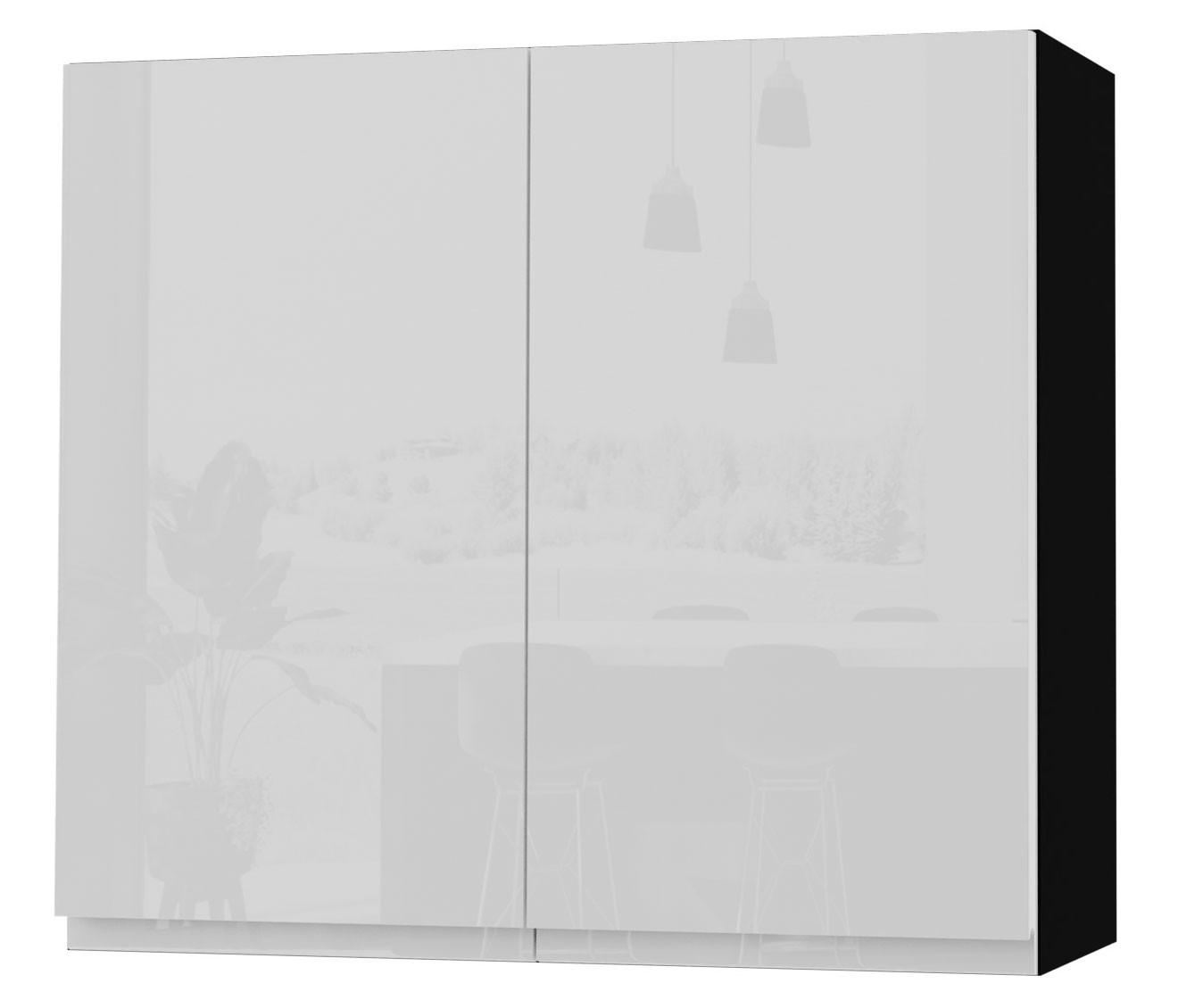 HÄNGESCHRANK Florence W3/80 Schwarz / RAL 9003 signalweiß HG 80 / 32,5 / 72cm - Weiß Hochglanz/Schwarz, Holz/Holzwerkstoff (80/72/32.5cm) - Feldmann-Wohnen