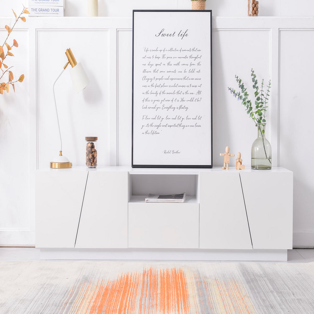 TV-SCHRANK 170cm Modern Patchwork-Stil Weiß - Weiß, Holz (43/23/60cm) - FLIEKS