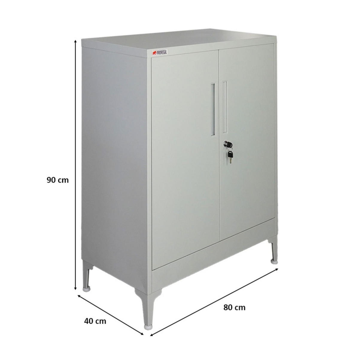 AKTENSCHRANK Elephant 2 Ebenen Lichtgrau 90x80x40cm - Hellgrau, Metall (80/90/40cm) - PROREGAL