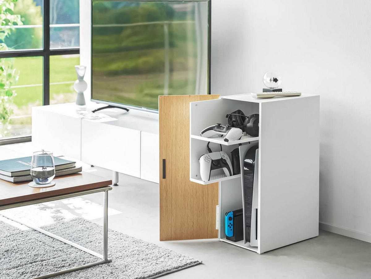 SPIELEKONSOLEN-SCHRANK Tower weiß 24/60/36 cm - Weiß, Metall (36/60/24cm) - Yamazaki