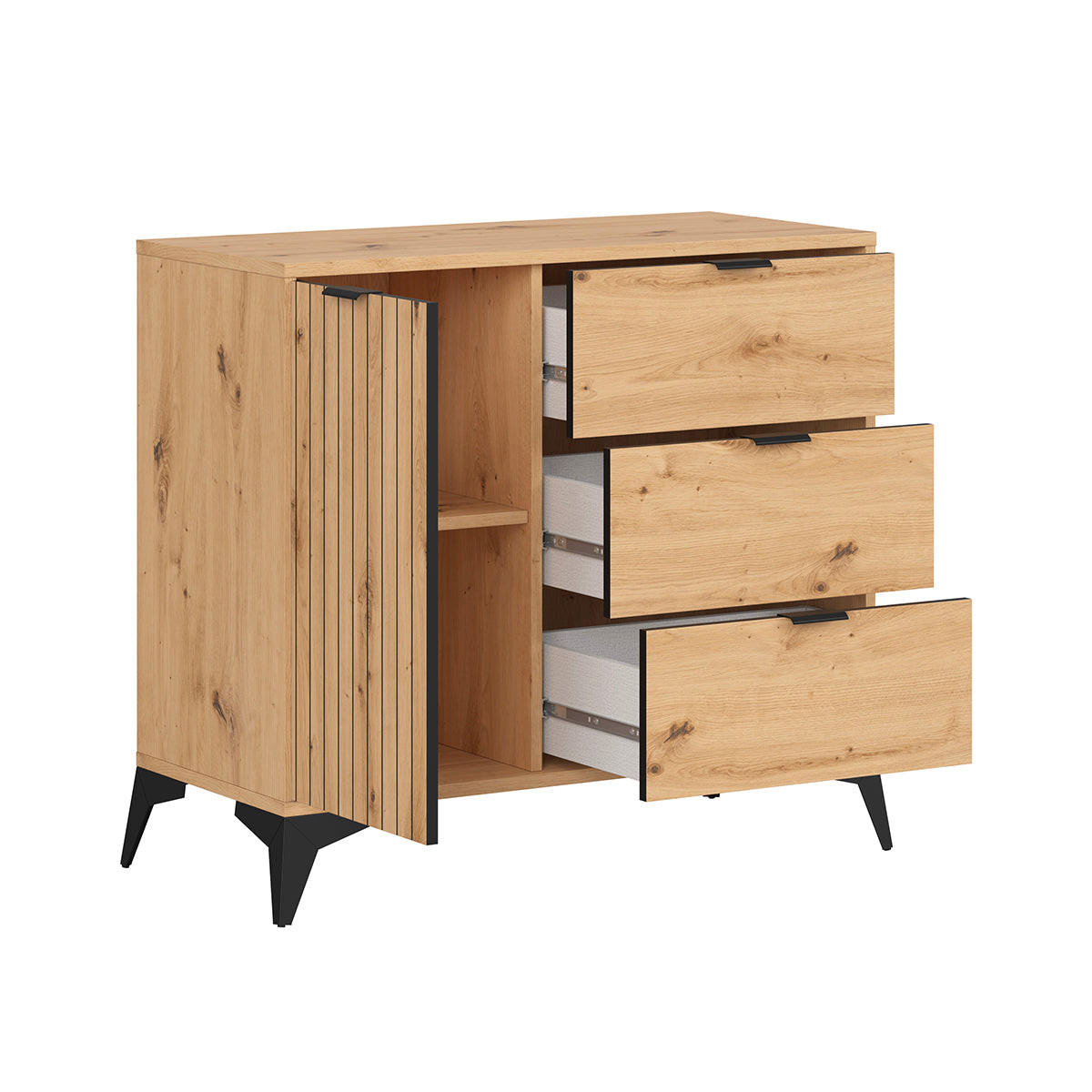KOMODA Mao Drvo - smeđa, drvni materijal (90/83/41cm) - Petits-meubles