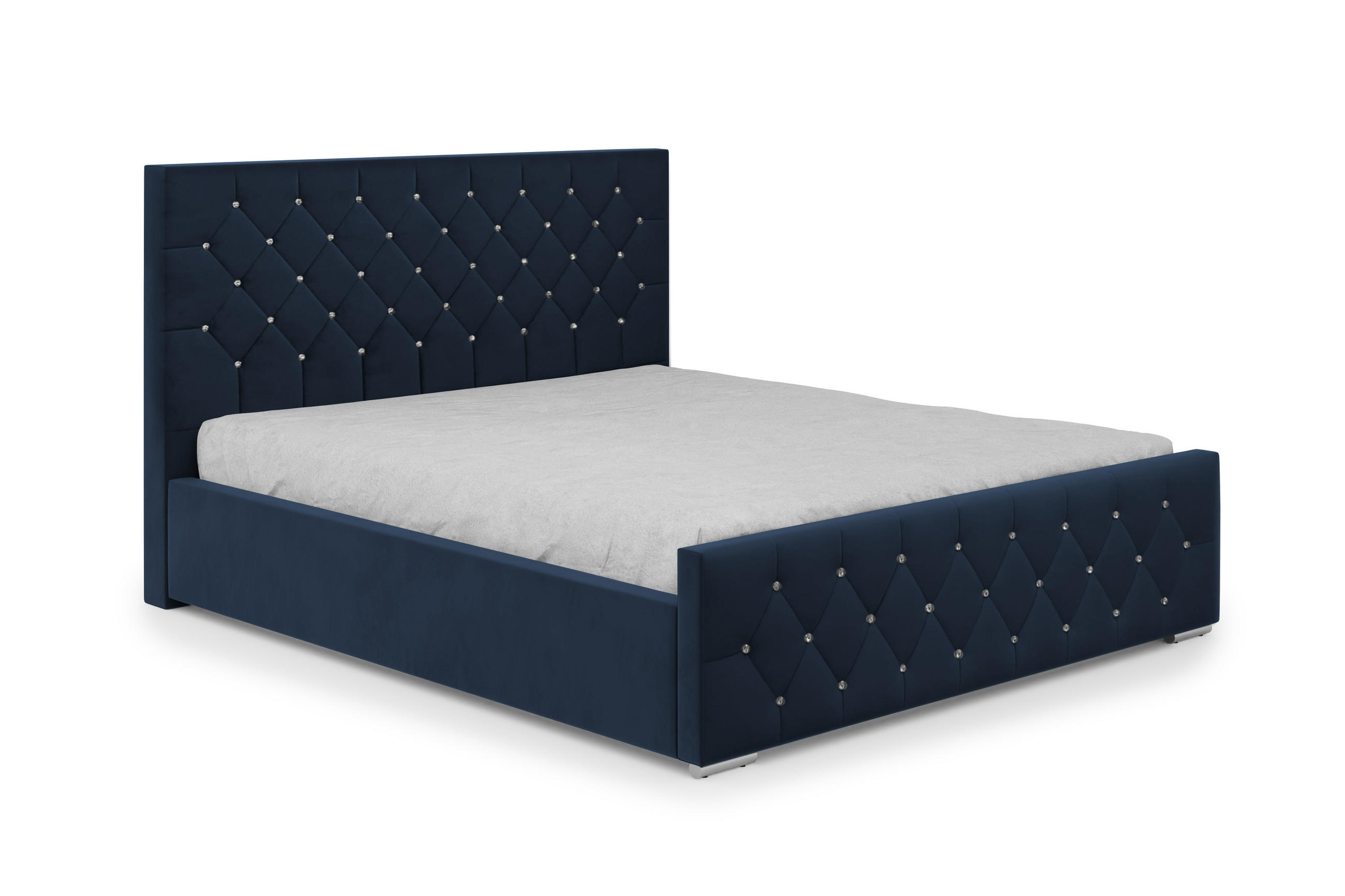 POLSTERBETT Bett Mona I gepolstert langlebig, modernes Design, geräumiger Bettkasten, pflegeleichter Stoff 140x200 cm, marineblau - Schwarz/Dunkelblau, Holzwerkstoff/Kunststoff (140/200cm) - DomoHome