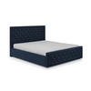 POLSTERBETT Bett Mona I gepolstert langlebig, modernes Design, geräumiger Bettkasten, pflegeleichter Stoff 140x200 cm, marineblau - Schwarz/Dunkelblau, Holzwerkstoff/Kunststoff (140/200cm) - DomoHome
